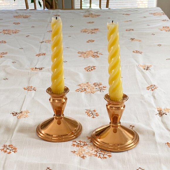 Vintage Coppercraft Guild Candlestick Holders Set Of 2 Weighted Bottom 4” - Picture 1 of 7